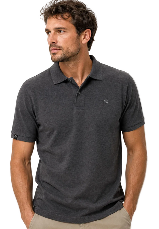 ― % ― Herren Polo-Shirt mit Bio-Baumwolle – Schwarz-Grau Melange [2XL] JAN 8010/SY