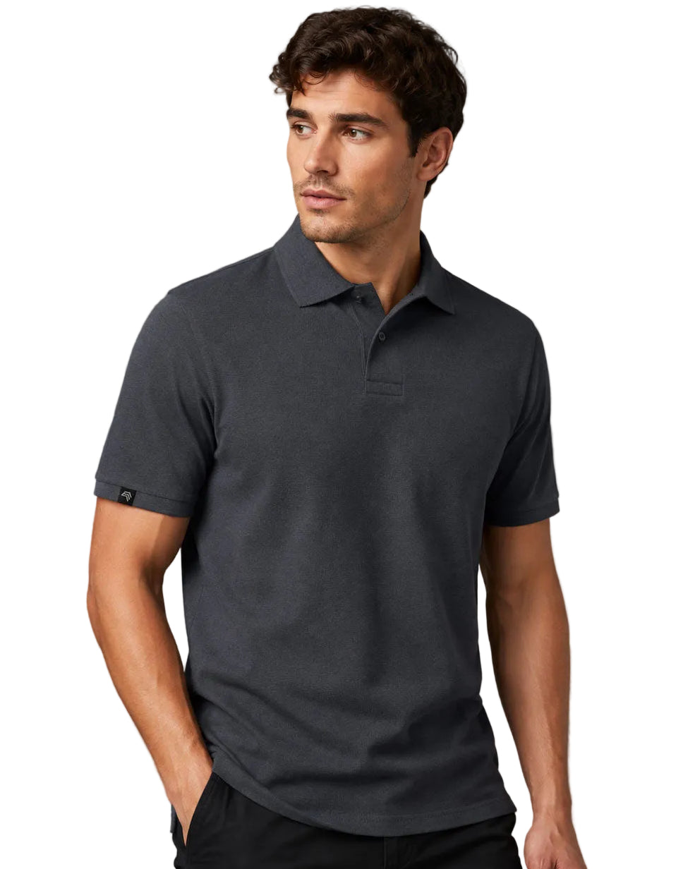 Herren-Poloshirt JAN 8010 in dunklem Graphitgrau mit klassischem Strickkragen und geradem Schnitt