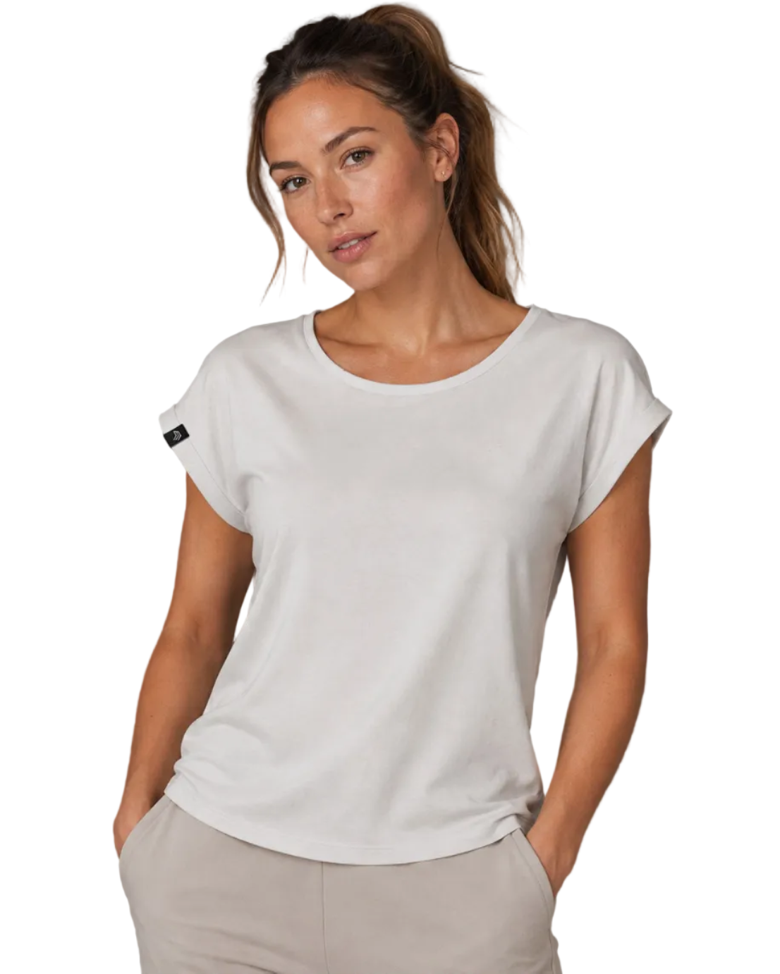 Auslaufartikel ― JMS 0805 ― Damen T-Shirt mit lässigem Ärmelumschlag in Fledermausoptik