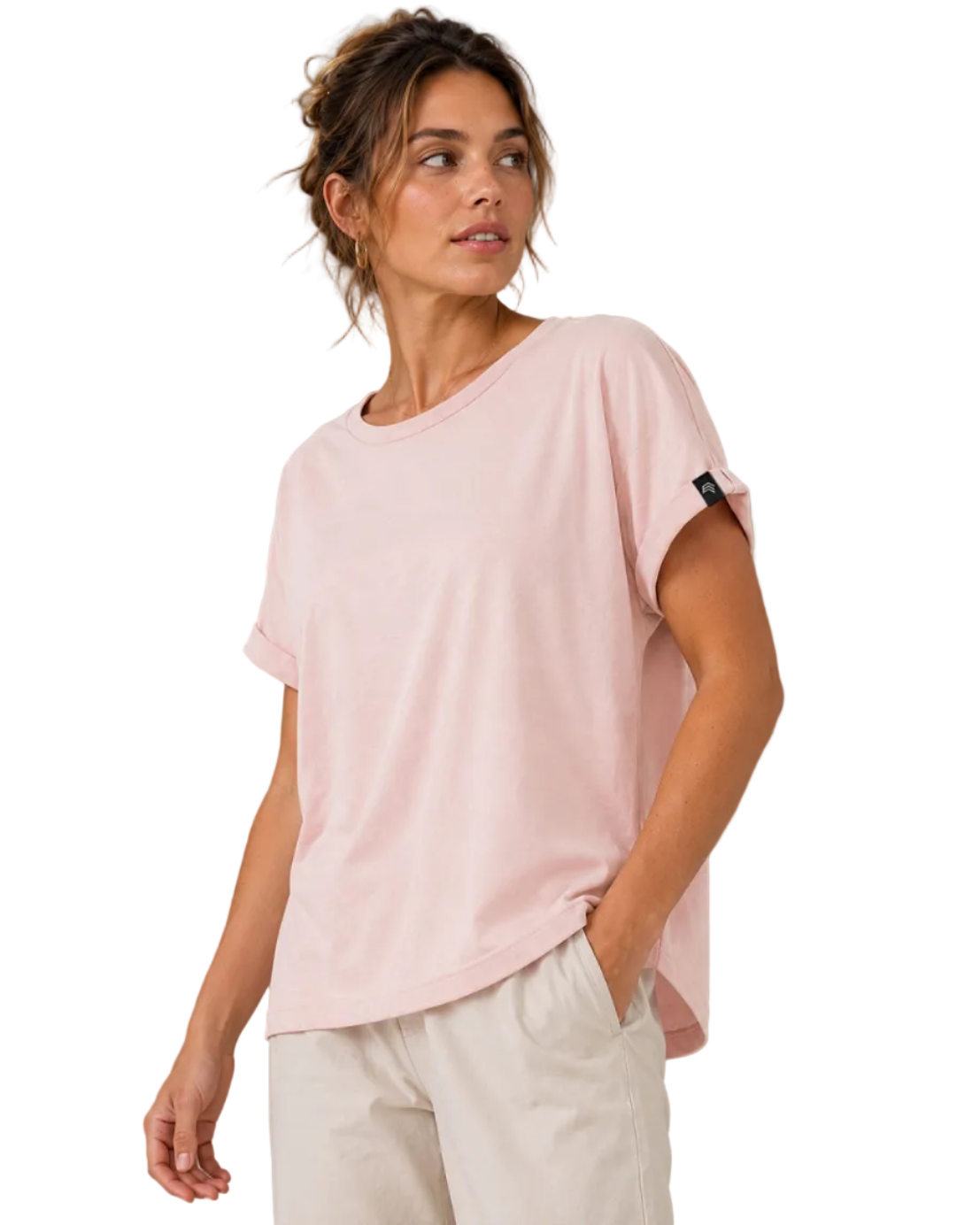 Auslaufartikel ― JMS 0805 ― Damen T-Shirt mit lässigem Ärmelumschlag in Fledermausoptik
