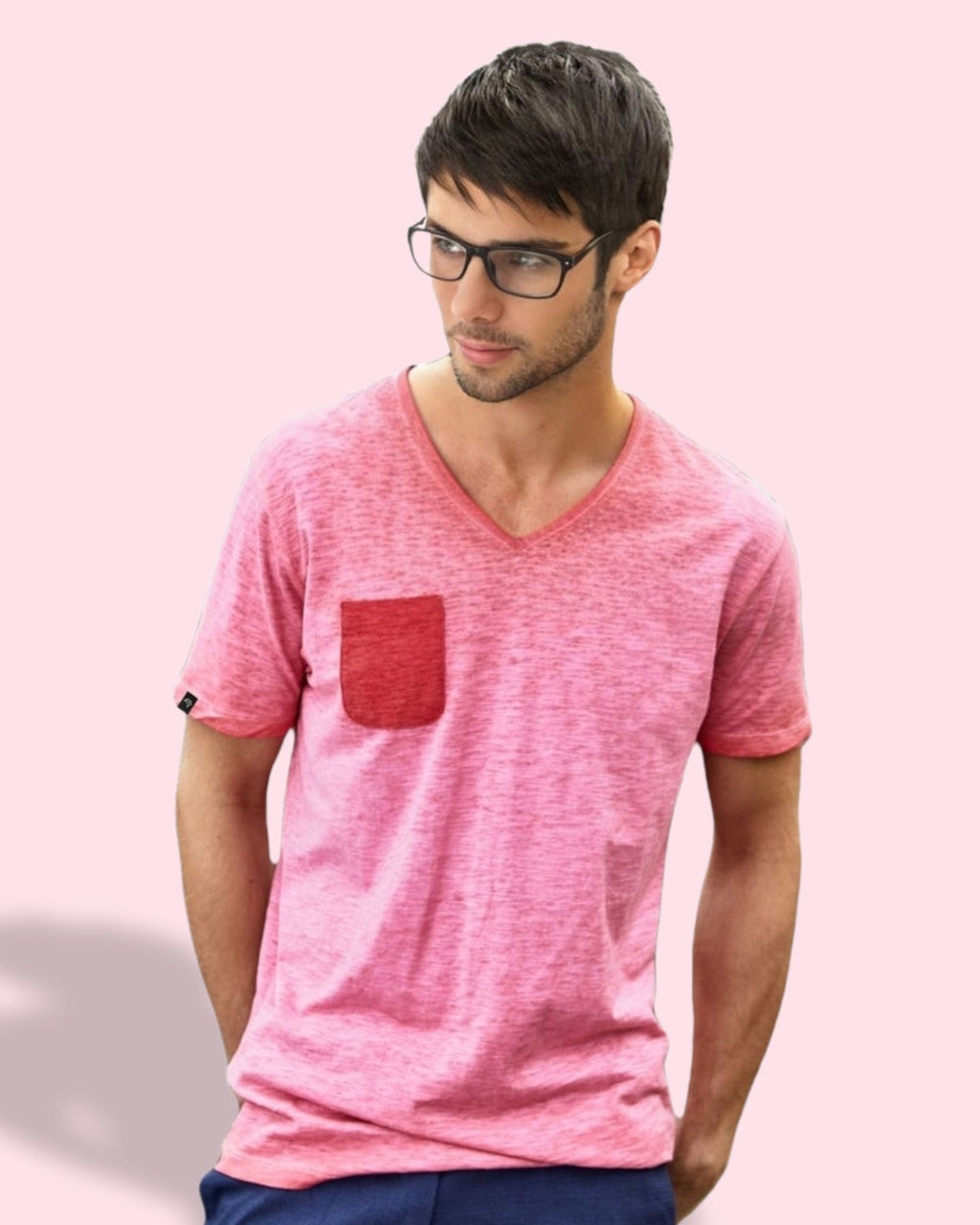 JMS 1608 ― Herren V-Neck Flammgarn T-Shirt mit Bio-Baumwolle