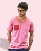 JMS 1608 ― Herren V-Neck Flammgarn T-Shirt mit Bio-Baumwolle