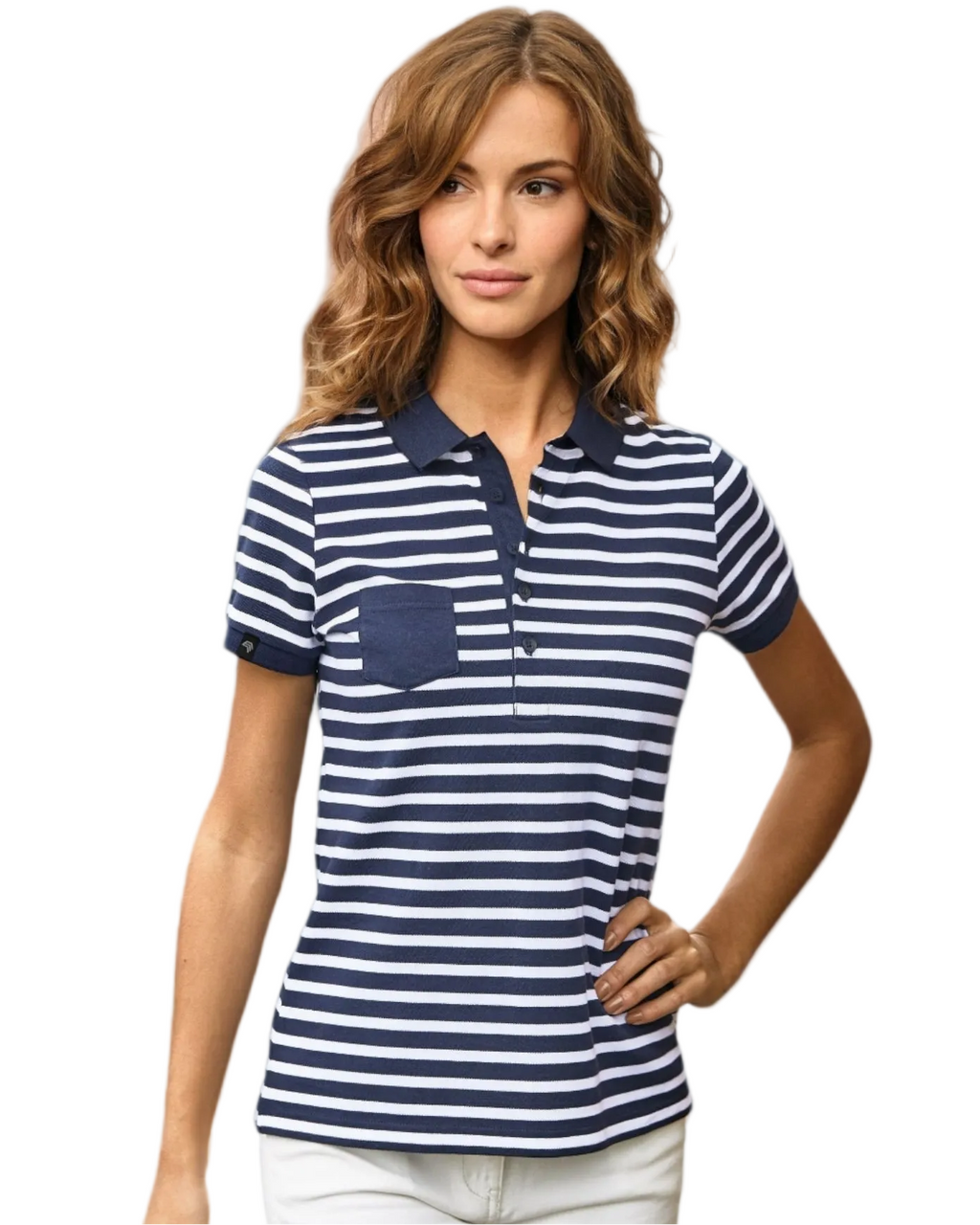 Auslaufartikel ― JMS 2908 ― Damen Bio Baumwolle Streifen Polo Shirt