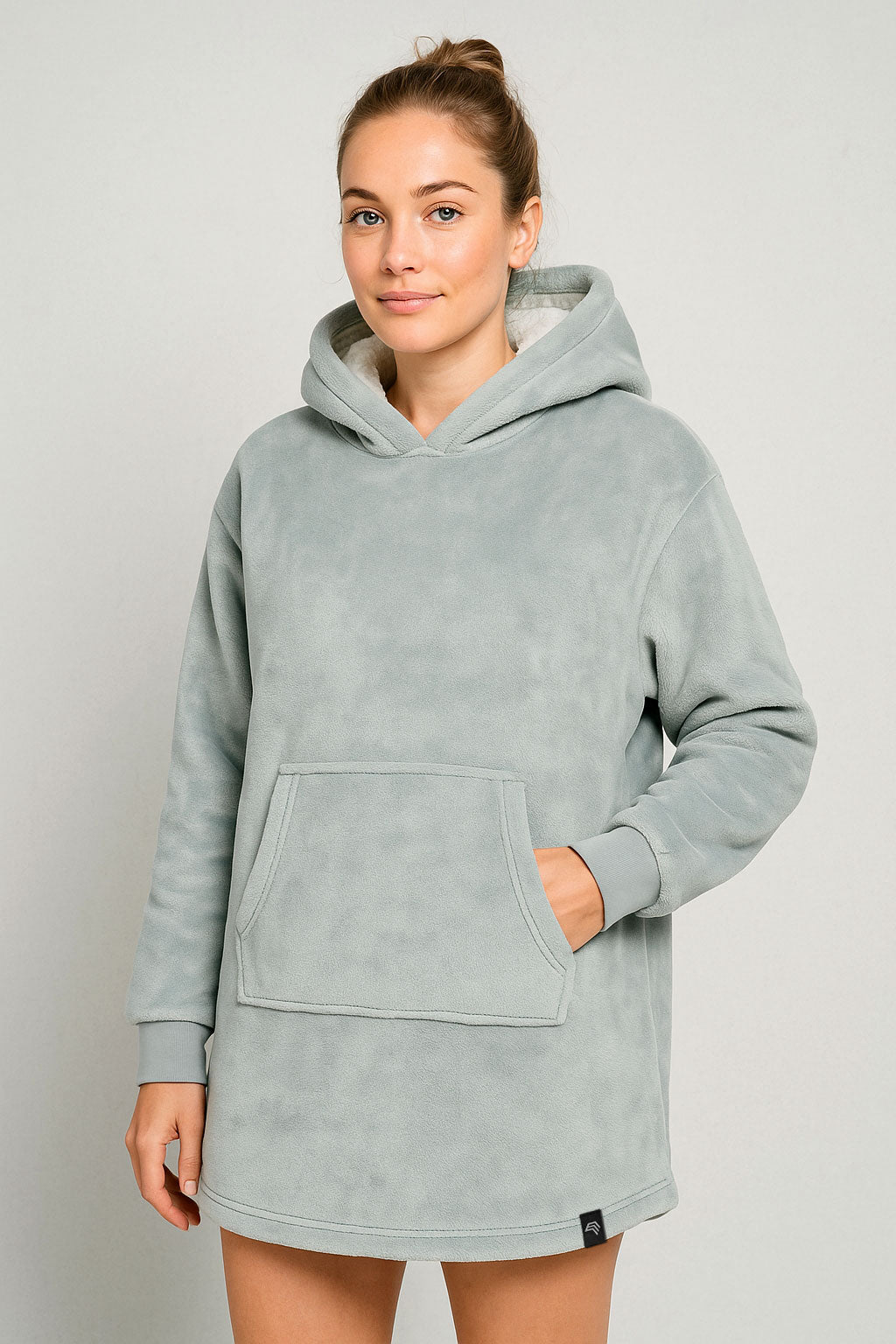 KRB K410 ― Unisex Oversize Lounge Poncho Hoodie - Snow Light Grau