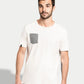 KRB K375 ― Herren Bio-Baumwolle T-Shirt mit Brusttasche - Natural Weiß / Grau Melange