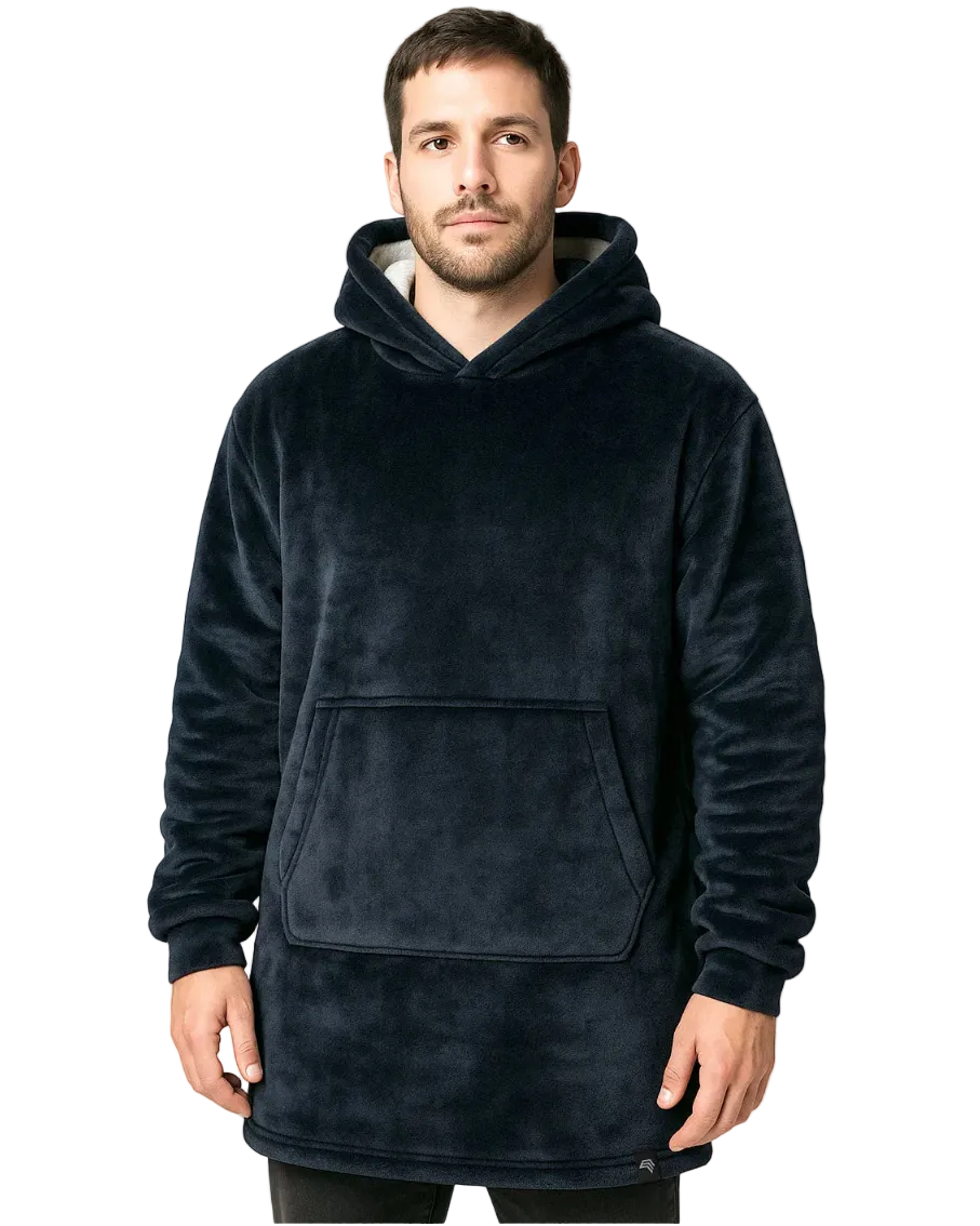 KRB K410 ― Unisex Oversize Lounge Poncho Hoodie - Navy Night Blau