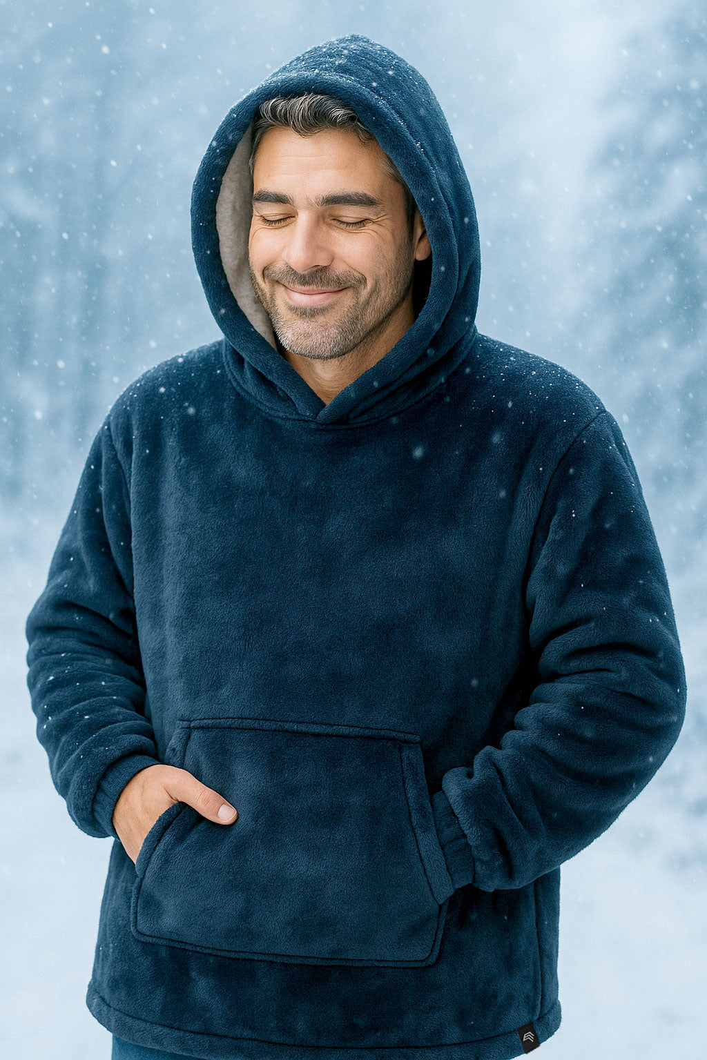 KRB K410 ― Unisex Oversize Lounge Poncho Hoodie - Navy Night Blau