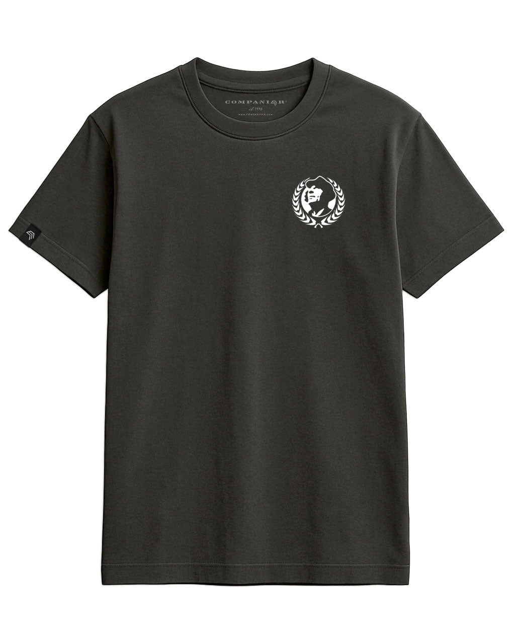 Ährenkranz COMPANIEER ― Herren Unisex Konterfei Logo T-Shirt – Schwarz