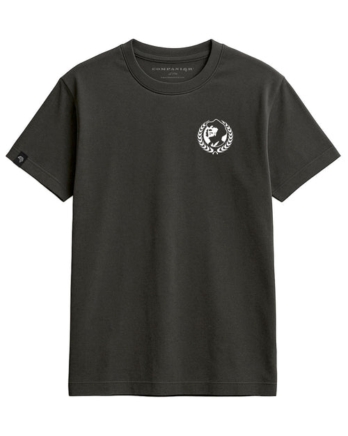 Ährenkranz COMPANIEER ― Herren Unisex Konterfei Logo T-Shirt – Schwarz