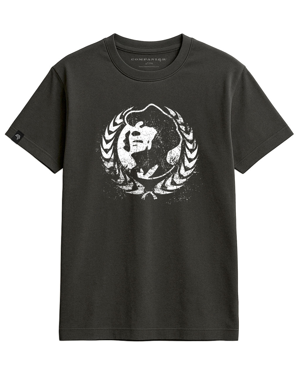 Ährenkranz COMPANIEER ― Herren Unisex Konterfei Logo T-Shirt – Schwarz