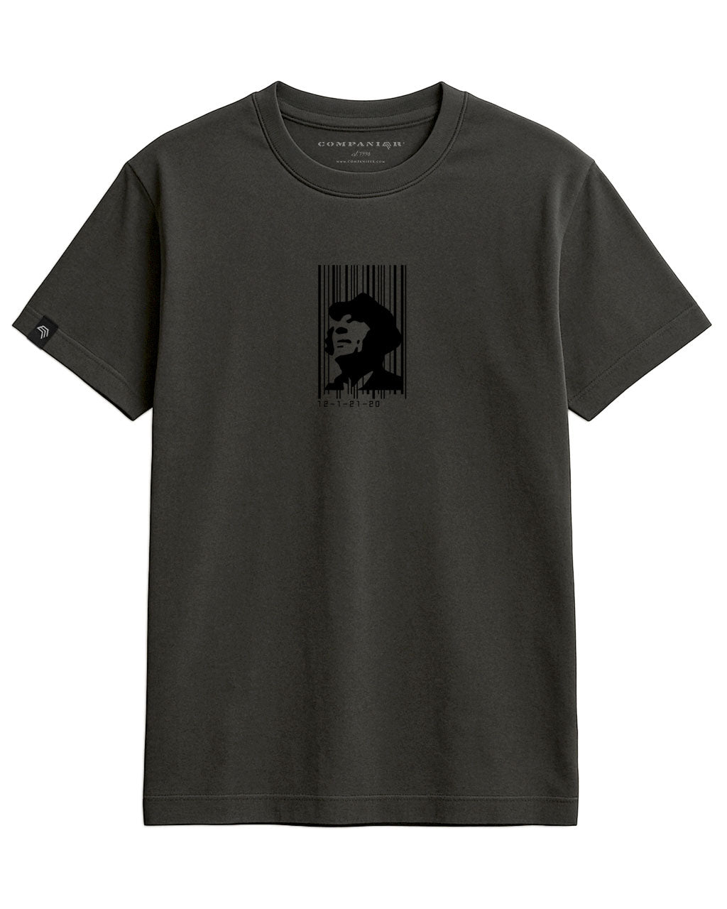 Barcode COMPANIEER ― Herren Unisex Konterfei Logo T-Shirt – Schwarz