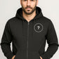 Unisex Mens Zip Hoodie Sweat Jacket - Schwarz - incl. Print