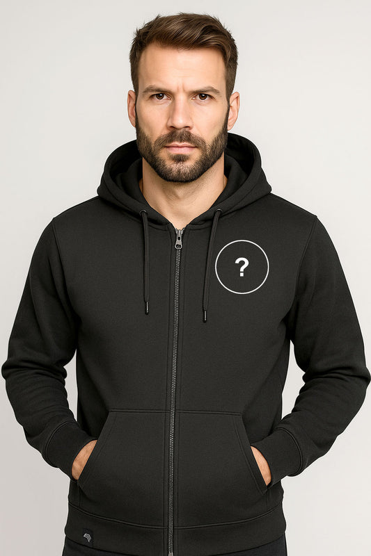Unisex Mens Zip Hoodie Sweat Jacket - Schwarz - incl. Print