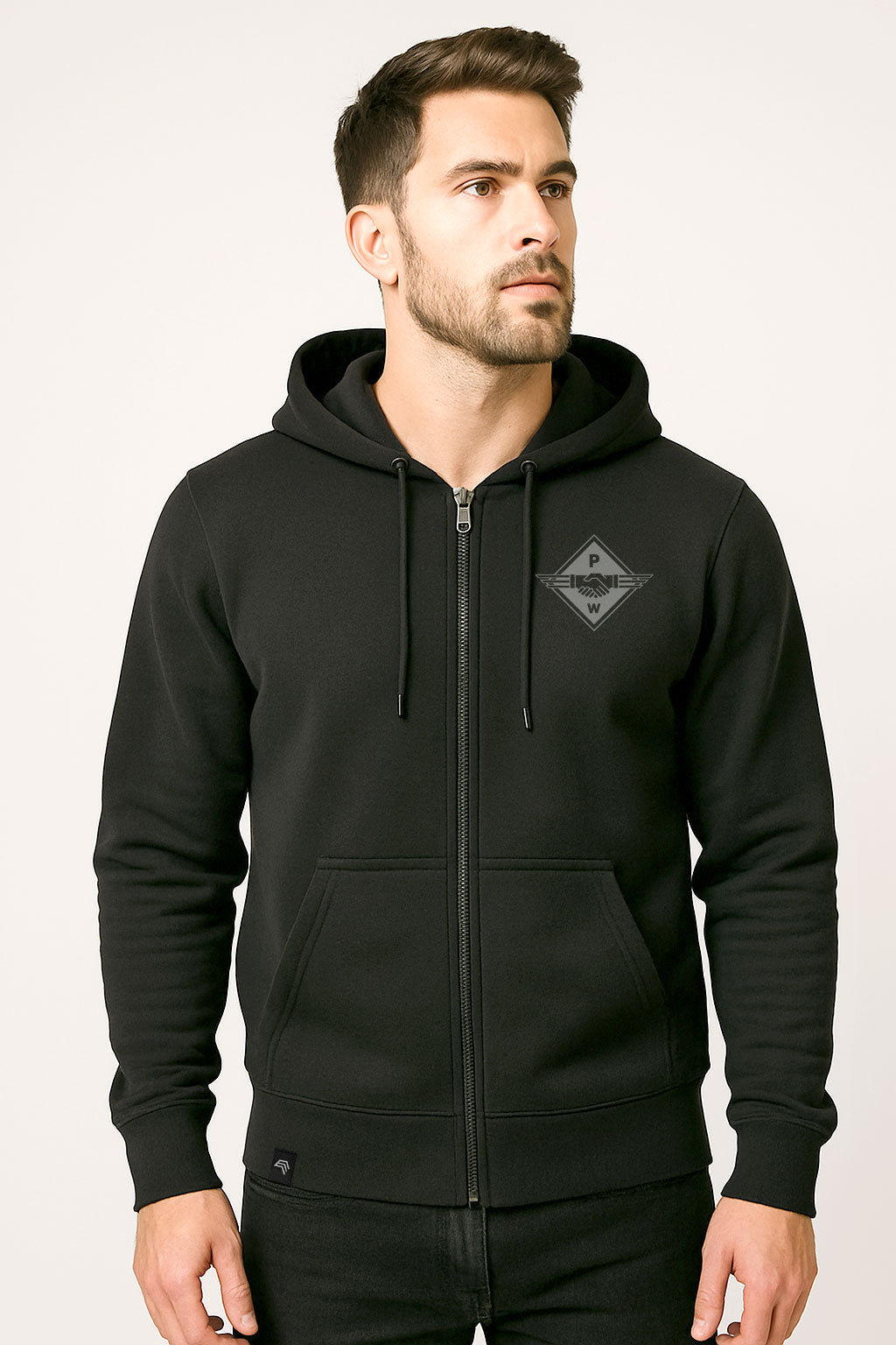 Hands PW - Unisex Men's Zip Hoodie Sweat Jacket - Black
