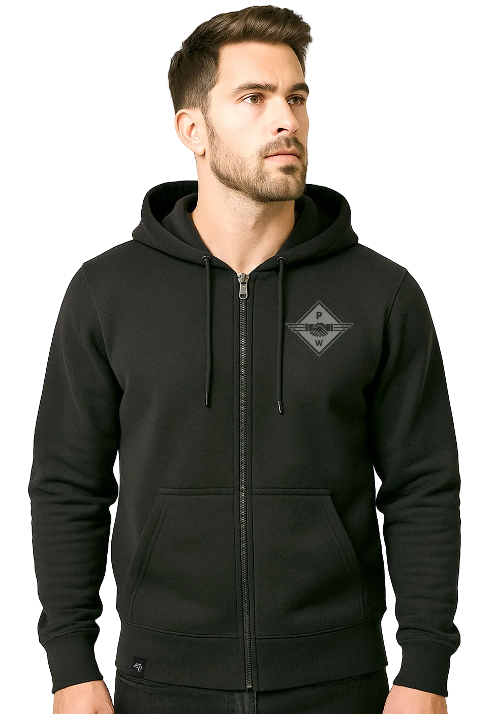 Hands PW - Unisex Men's Zip Hoodie Sweat Jacket - Black