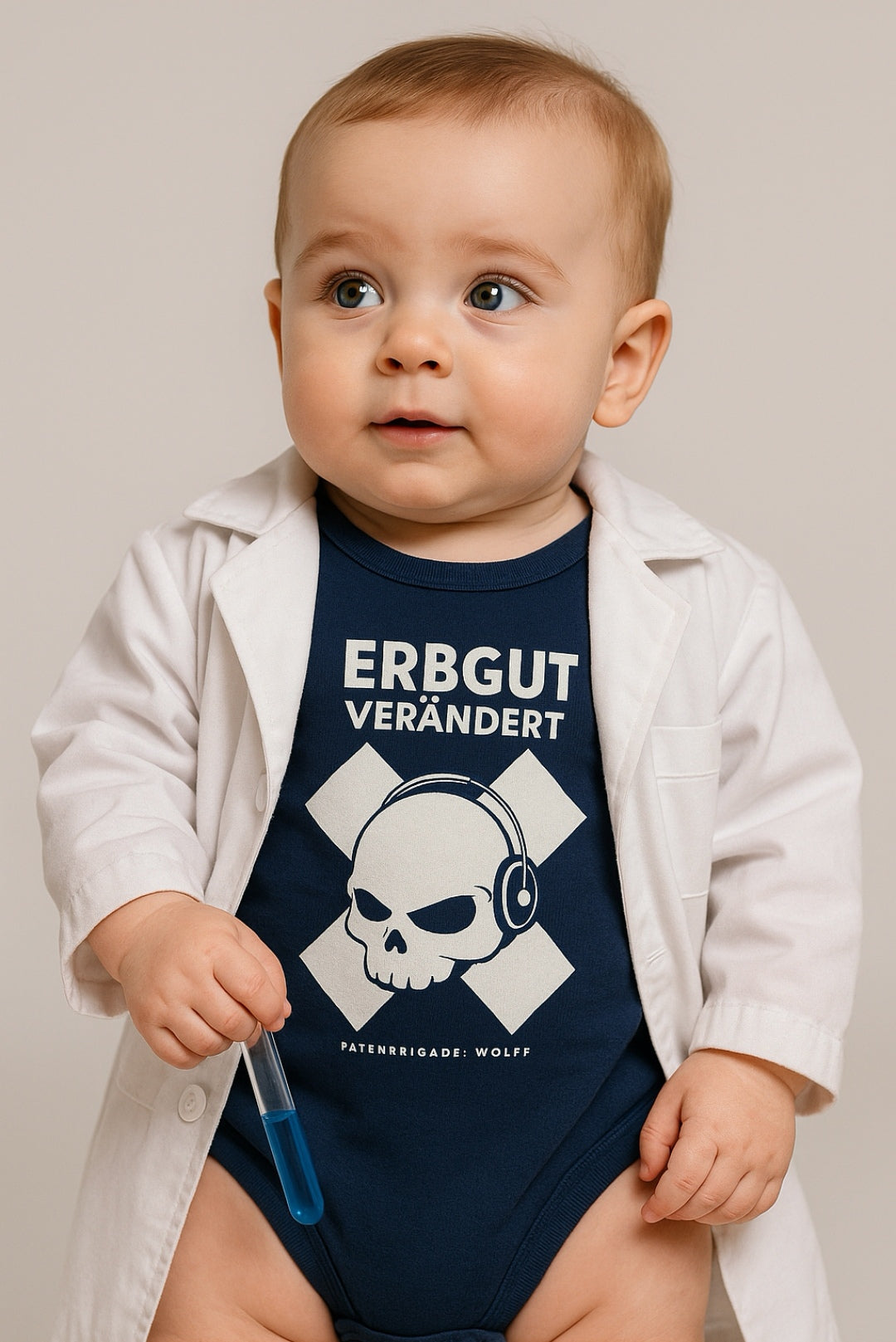 ― % ― Erbgutverändert Baby Strampler Body Suit T-Shirt Navy Blau