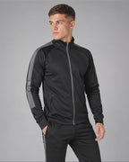 FNS 0871 ― Trainingsjacke Schwarz/Dunkelgrau mit Kontrast-Ärmeleinsätzen