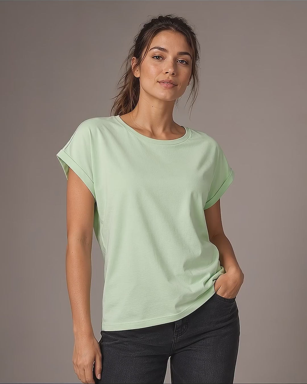 Bio-Baumwoll-Fledermaus-T-Shirt JMS 0805 in Soft Green