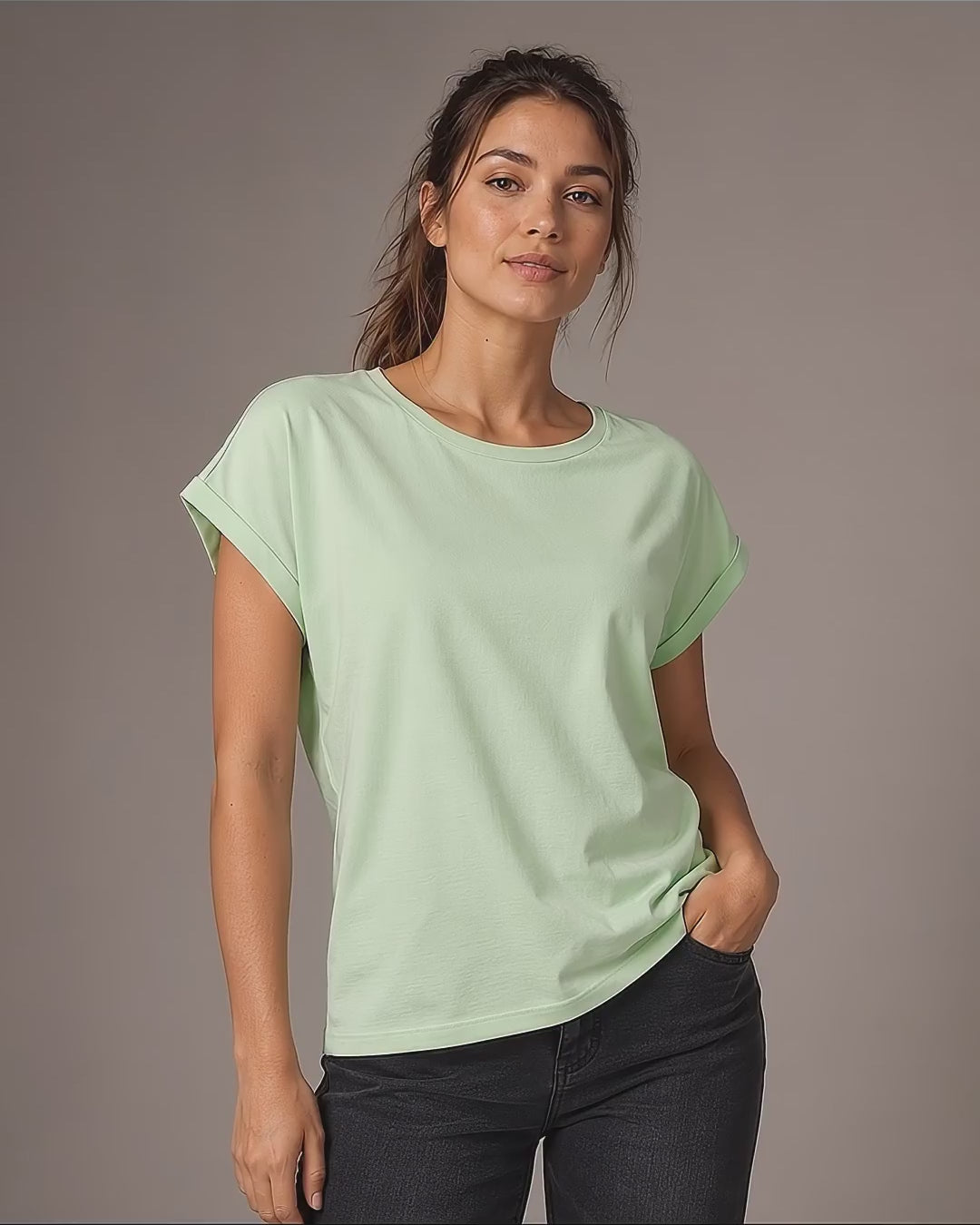 Bio-Baumwoll-Fledermaus-T-Shirt JMS 0805 in Soft Green