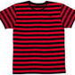 MTS M109 ― Weiches Unisex Stripy Bio-Baumwolle T-Shirt - Schwarz / Rot