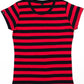 ― % ― MTS M110 ― Weiches Damen Stripy Bio-Baumwolle T-Shirt - Schwarz / Rot [M]