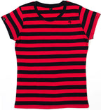 MTS M110 — Soft Women's Stripy Organic Cotton T-Shirt - Black / Red