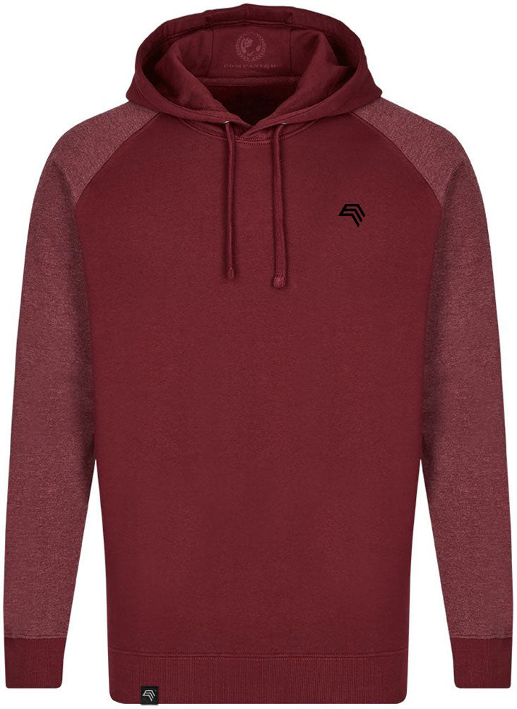 MMT 0611 ― Bi-Color No Pocket Hoodie Sweatshirt - Burgundy / Red Melange