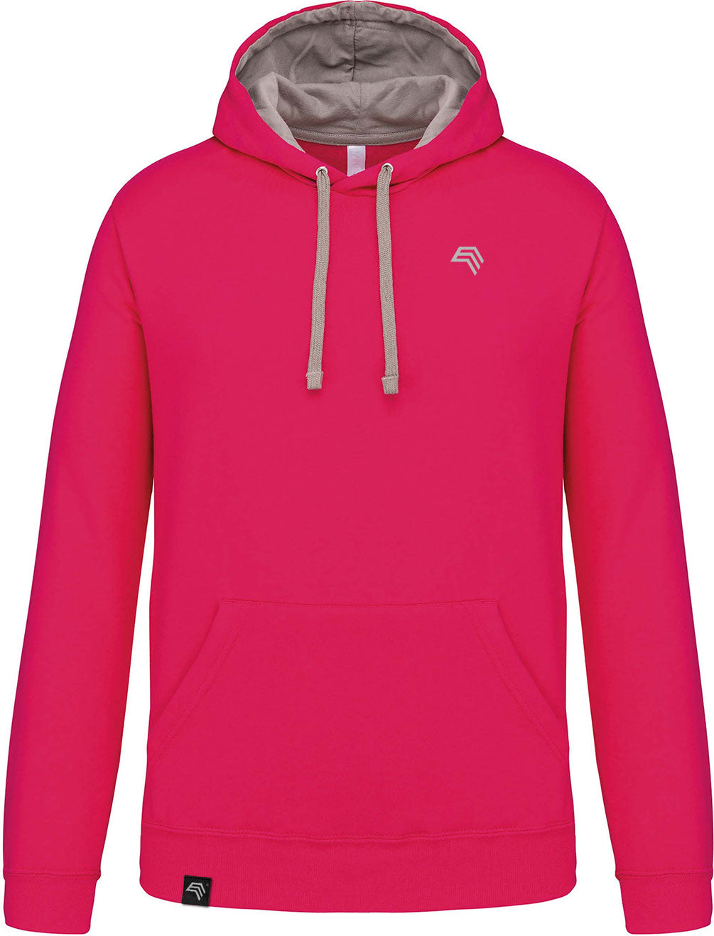 KRB K446 ― Bi-Color Hoodie Sweatshirt - Rot Pink / Grau