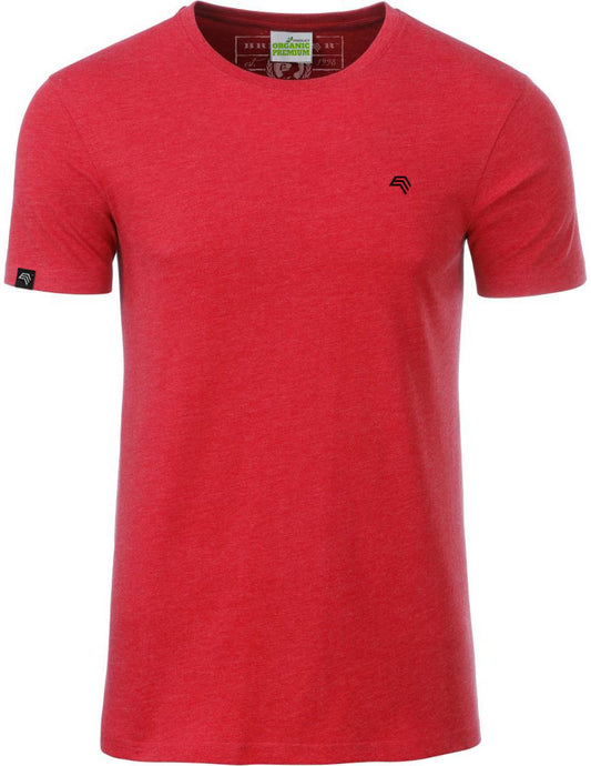 ― % ― JAN 8008/ ― Herren Bio-Baumwolle T-Shirt - Rot Melange [L]