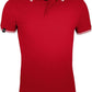 SLS 0577 ― Kontraststreifen Polo Shirt - Rot / Weiß
