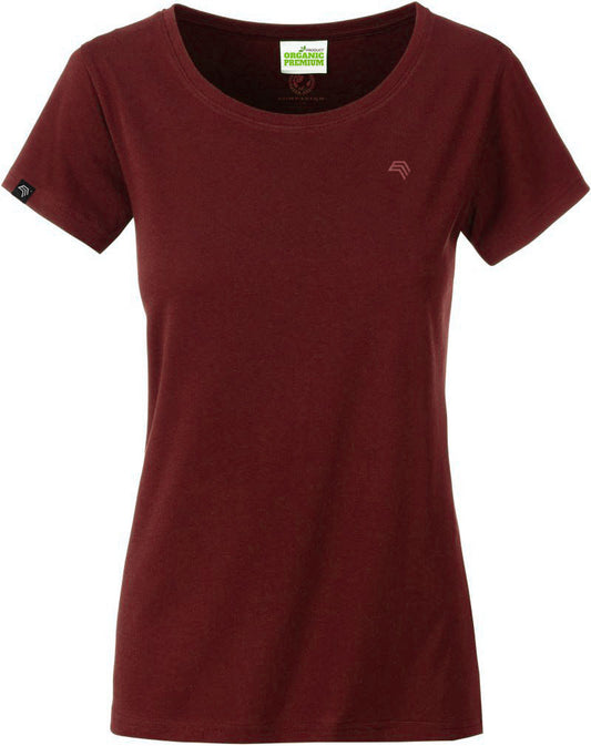 ― % ― JAN 8007/ ― Damen Bio-Baumwolle T-Shirt Organic - Rot Burgund [XS / S / XL]