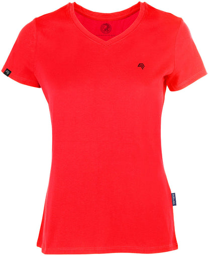 ― % ― RMH 0202/ ― Damen Luxury Bio-Baumwolle V-Neck T-Shirt - Rot [4XL]