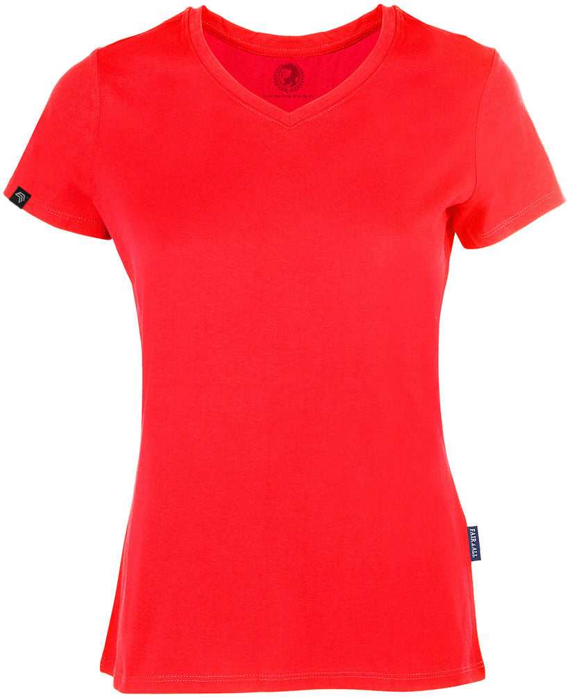 ― % ― RMH 0202 ― Damen Luxury Bio-Baumwolle V-Neck T-Shirt - Rot / 4XL