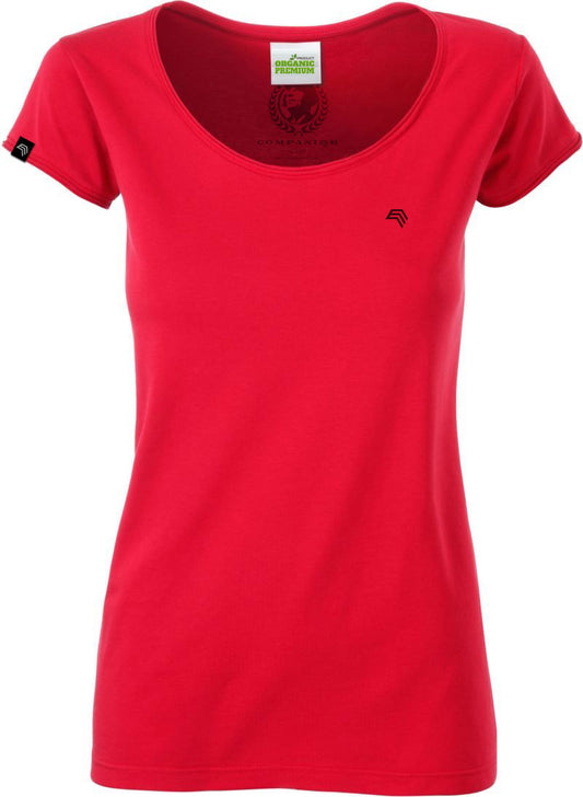 JAN 8001 ― Damen Bio-Baumwolle Rollsaum T-Shirt - Rot