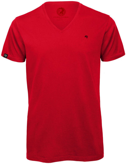 BAC TM044 ― Unisex Bio-Baumwolle V-Neck T-Shirt - Rot
