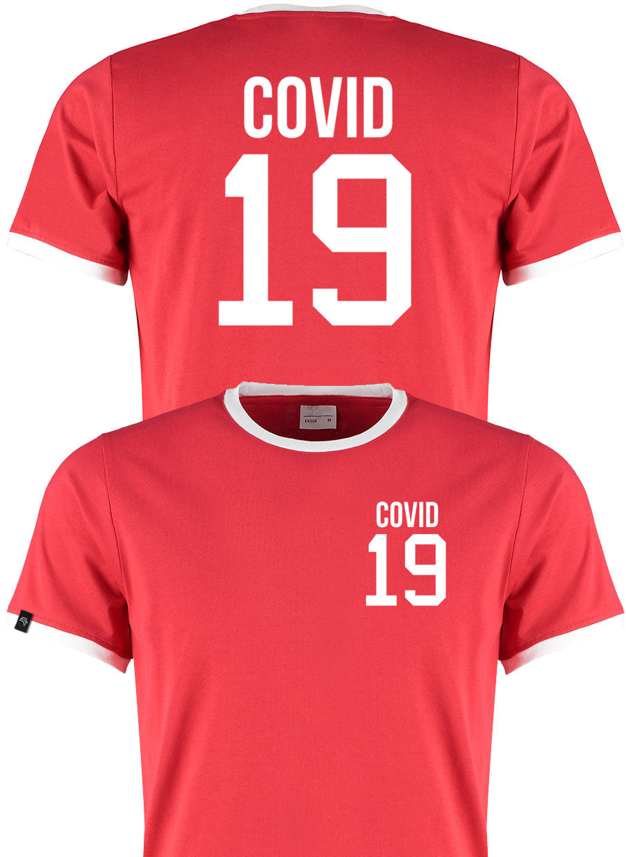 KKT K508 ― Covid 19 ― Fashion Ringer Contrast T-Shirt Trikot - Rot / Weiß