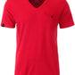 Auslaufartikel ― JAN 8004 ― Herren Bio-Baumwolle V-Neck T-Shirt mit Brusttasche - Rot