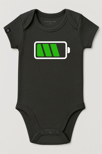 Battery Full ― Baby Akku-voll-Strampler mit Bio-Baumwolle – Schwarz