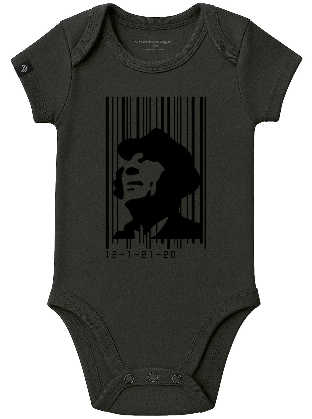 Barcode COMPANIEER ― Baby Body Konterfei Logo Strampler – Schwarz