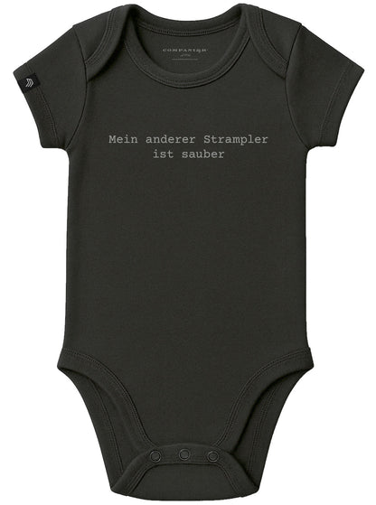 Mein anderer Strampler ist sauber ― Statement Babybody mit Bio-Baumwolle – Schwarz