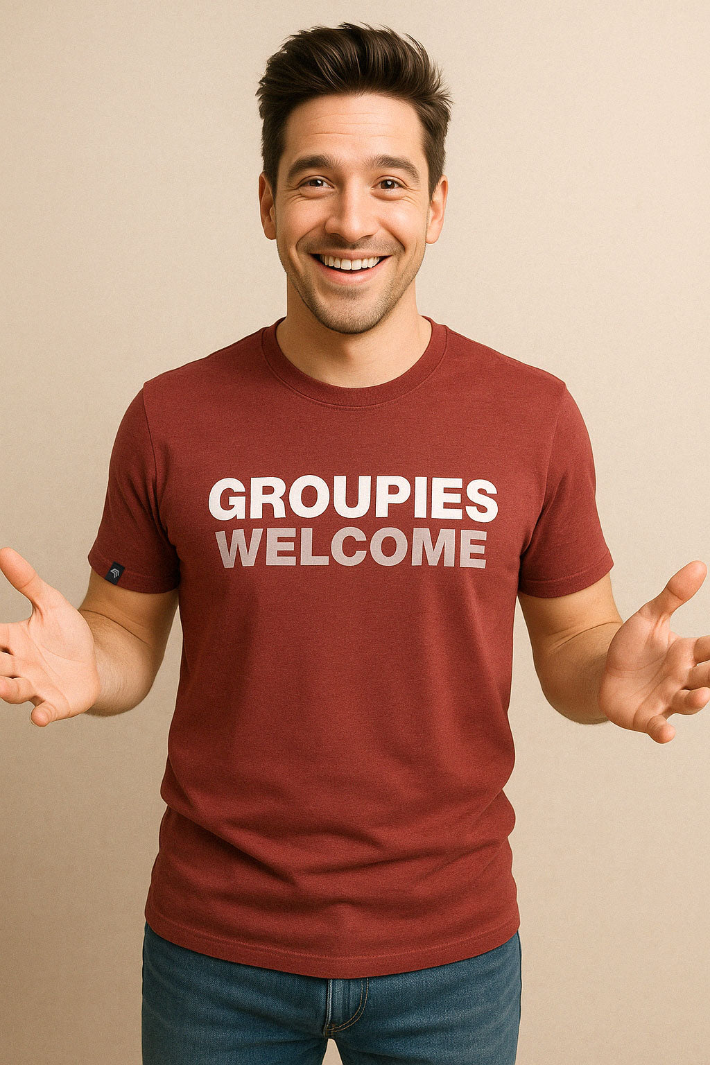 Groupies Welcome ― Herren Statement T-Shirt – Schwarz