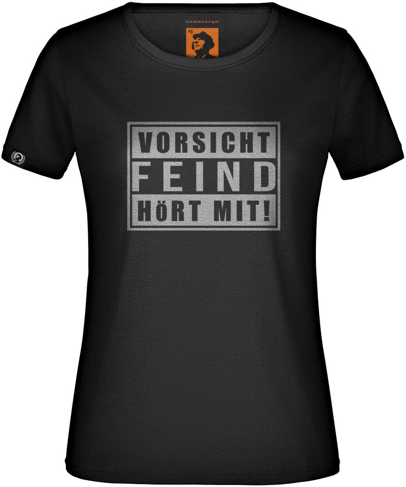 Vorsicht Feind hört mit ― T-Shirt - Schwarz