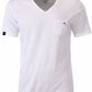 Auslaufartikel ― JAN 8004 ― Herren Bio-Baumwolle V-Neck T-Shirt mit Brusttasche - Weiß