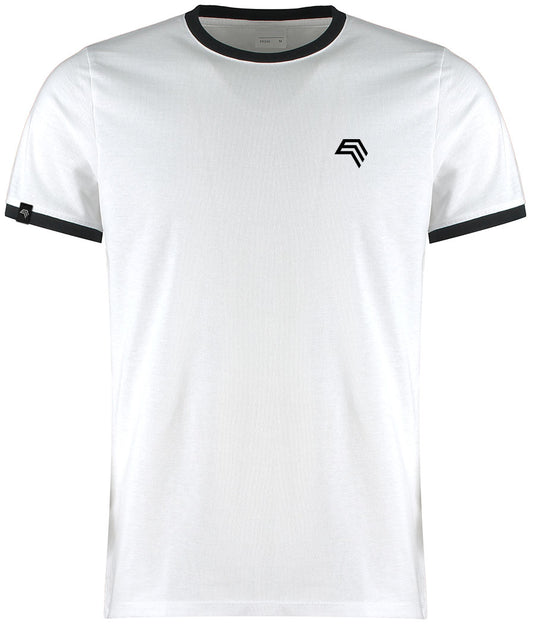 KKT K508 ― Fashion Ringer Contrast T-Shirt Trikot - Weiß / Schwarz