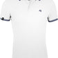 SLS 0577 ― Kontraststreifen Polo Shirt - Weiß / Navy Blau