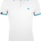 SLS 0577 ― Kontraststreifen Polo Shirt - Weiß / Aqua Blau