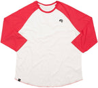 MTS M088 — Bi-Color Baseball Peach-Finish Longsleeve T-Shirt - Natural White / Red