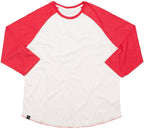 MTS M088 — Bi-Color Baseball Peach-Finish Longsleeve T-Shirt - Natural White / Red