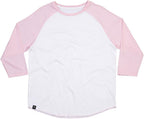 — % — MTS M088/ — Bi-Color Baseball Peach-finish Longsleeve T-Shirt - White / Soft Pink [L]