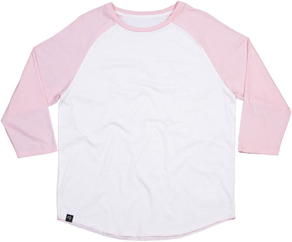 ― % ― MTS M088/ ― Bi-Color Baseball Peach-finish Longsleeve T-Shirt - Weiß / Soft Pink [L]